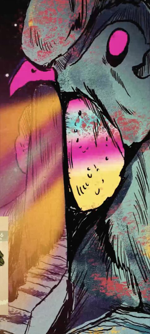 Animated pigeon in neon colors